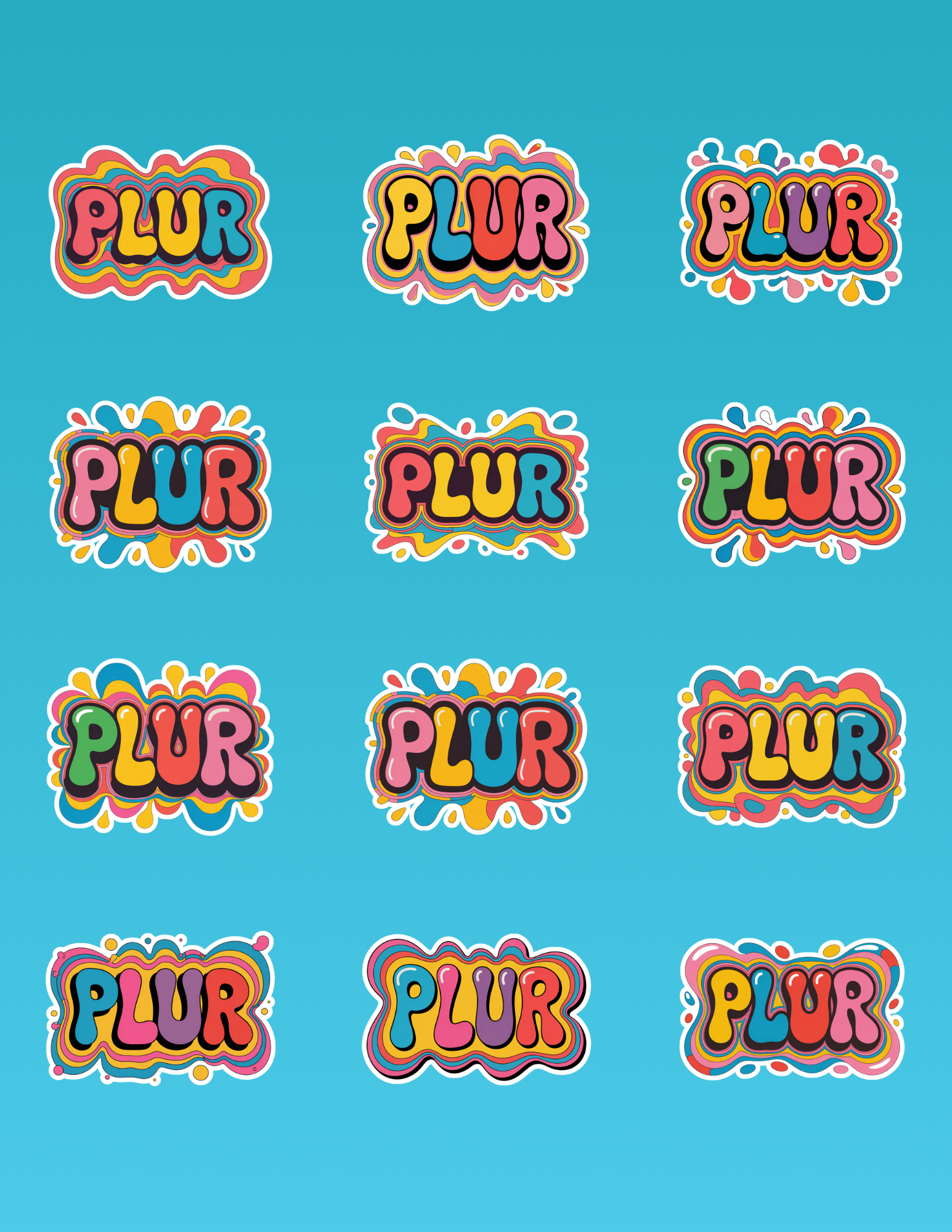 Plur Rave Stickers (24 Pack)