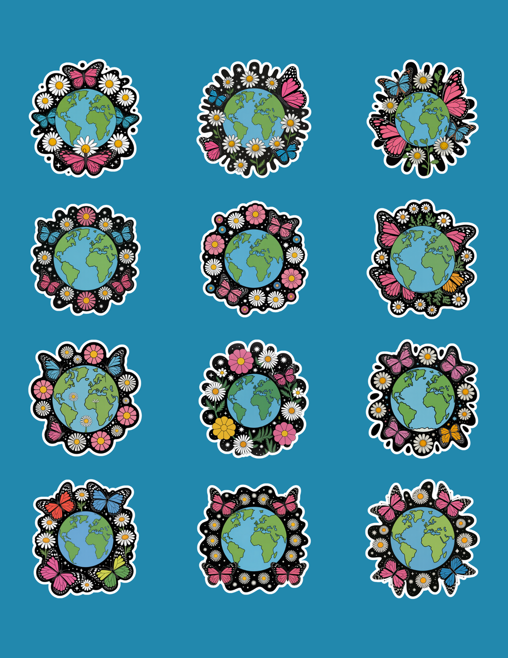 Cosmic Bloom Rave Stickers (24 Pack)