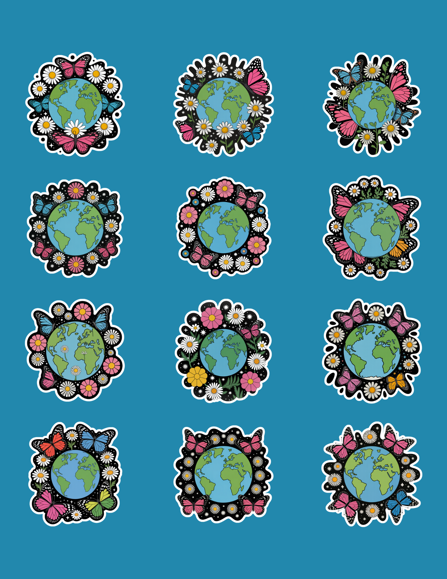 Cosmic Bloom Rave Stickers (24 Pack)