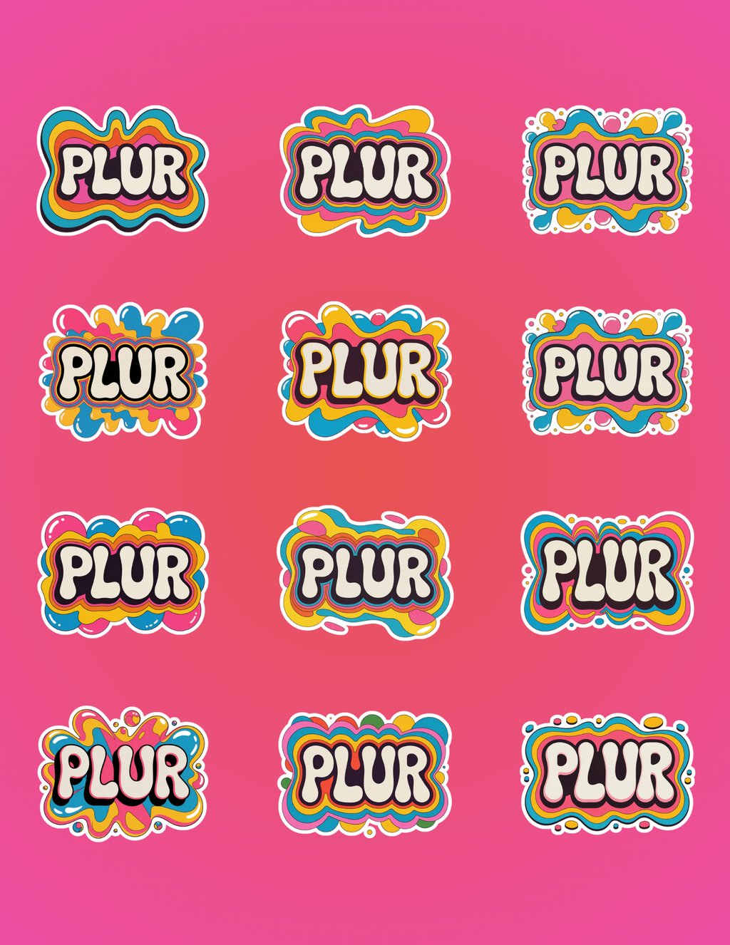 Plur Rave Stickers (24 Pack)