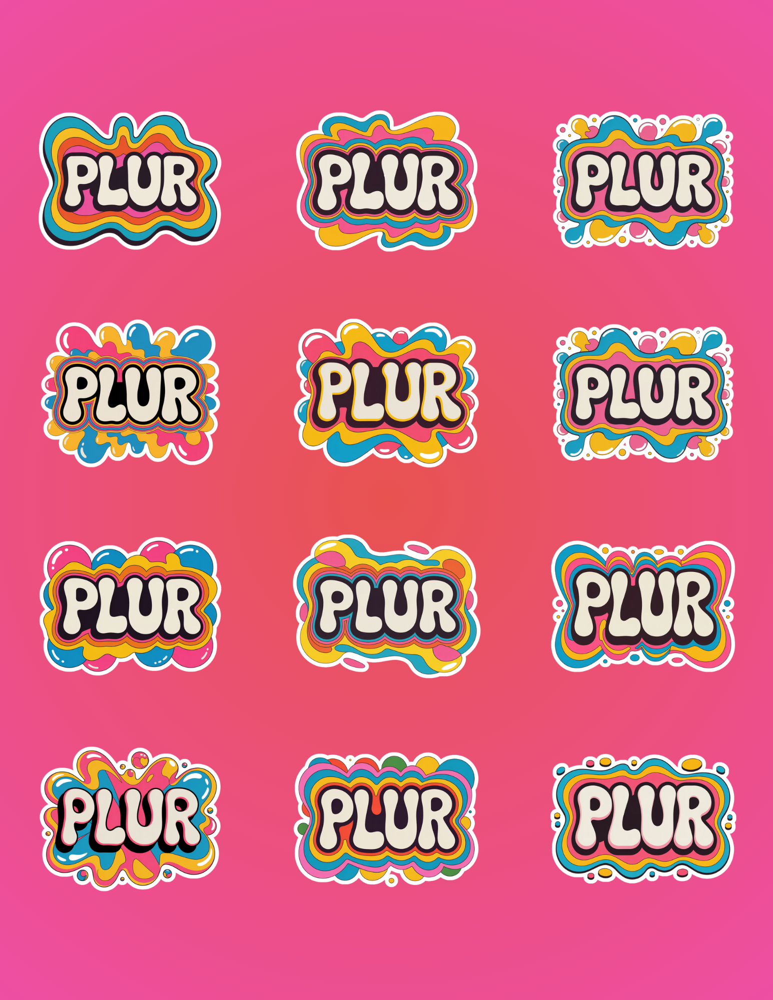 Plur Rave Stickers (24 Pack)