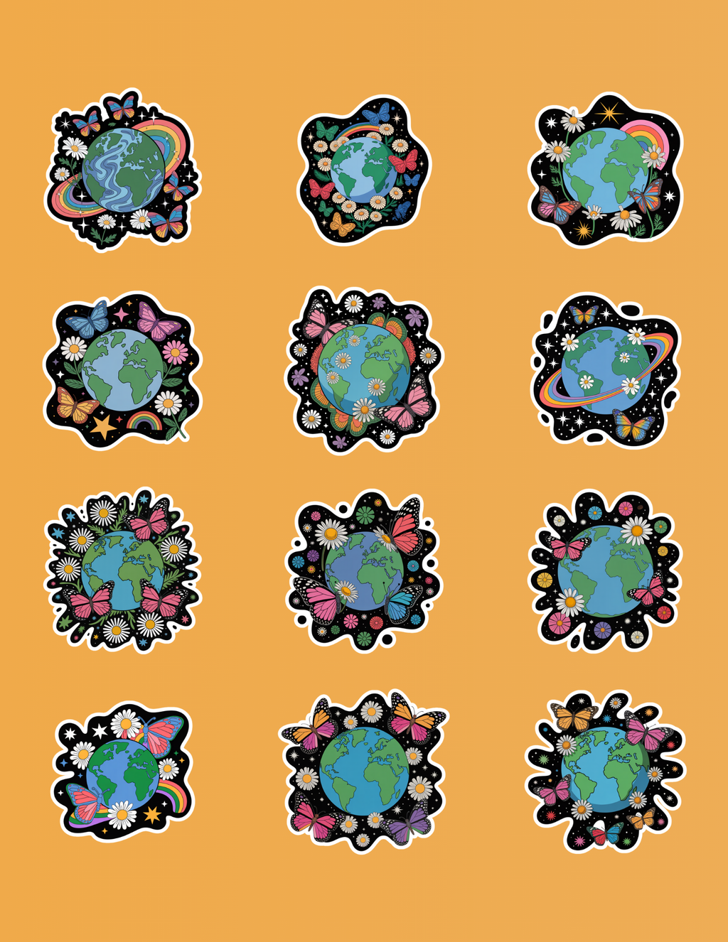 Cosmic Bloom Rave Stickers (24 Pack)