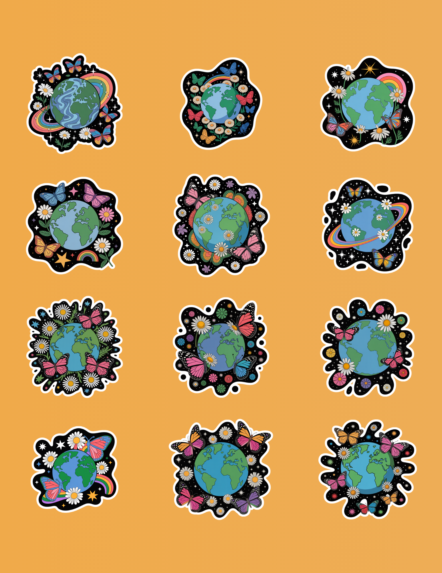 Cosmic Bloom Rave Stickers (24 Pack)
