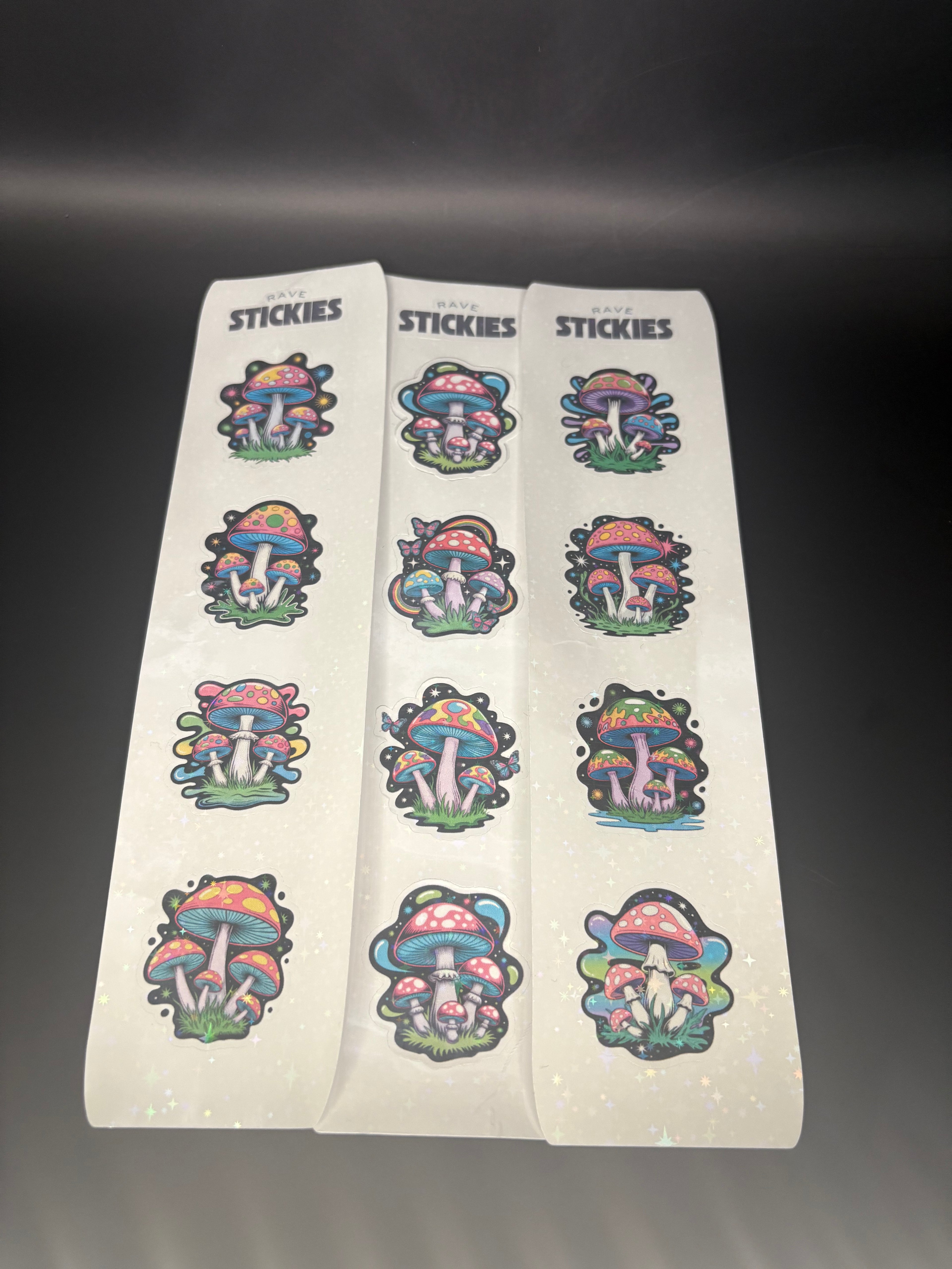 Psychedelic Mushroom Rave Stickers (24 Pack)