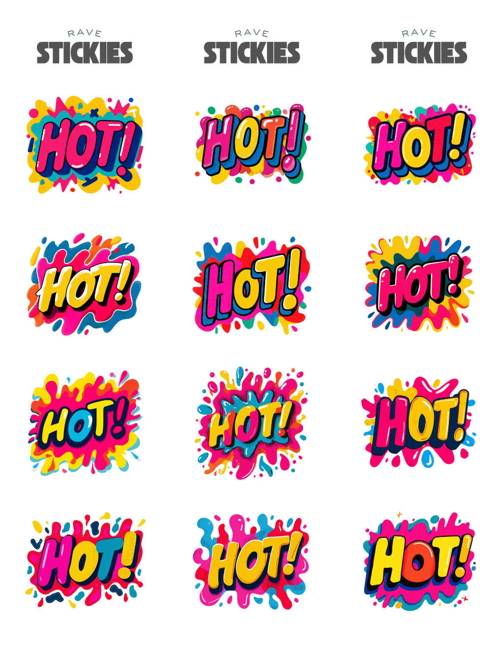 HOT! Rave Stickers (24 Pack)