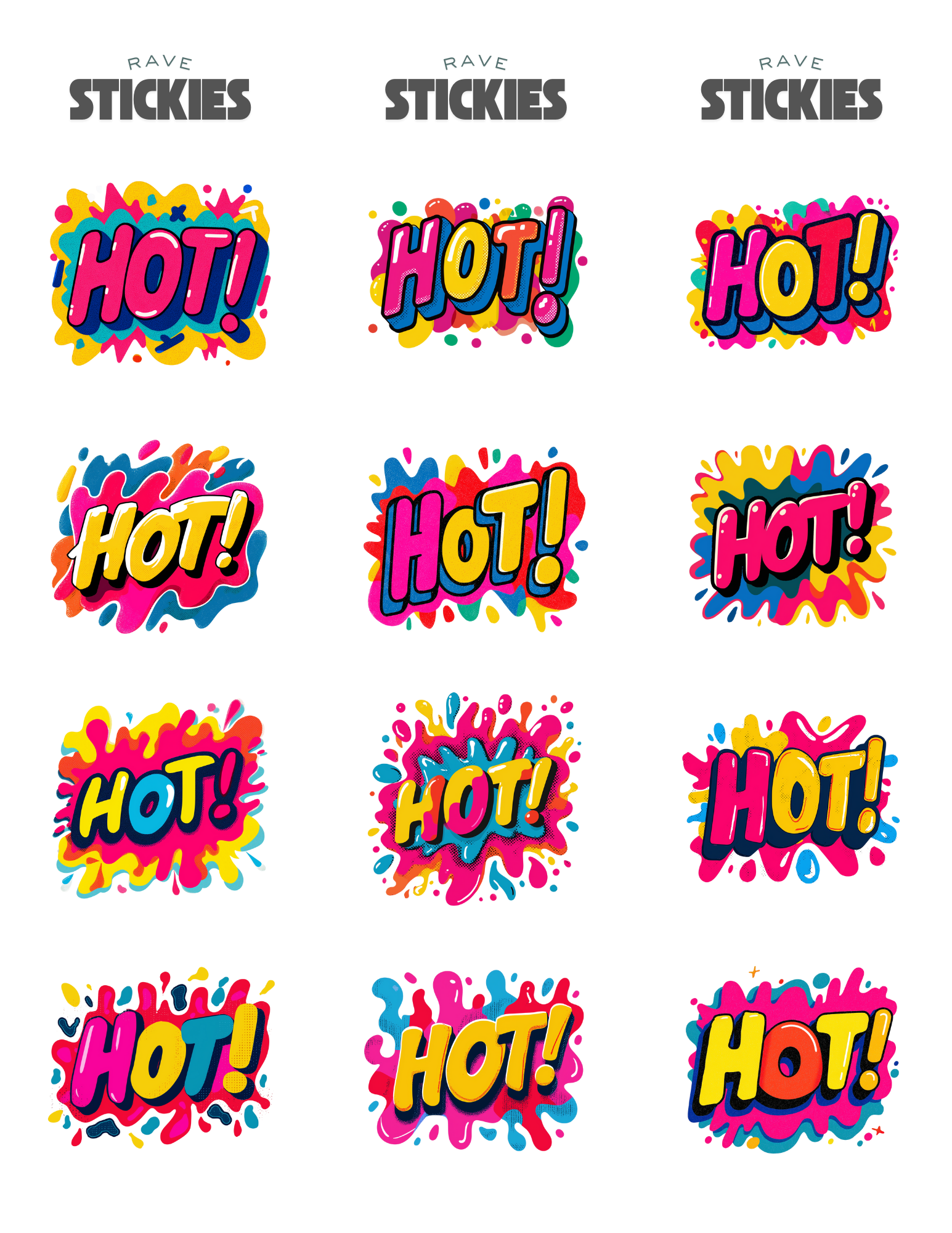 HOT! Rave Stickers (24 Pack)