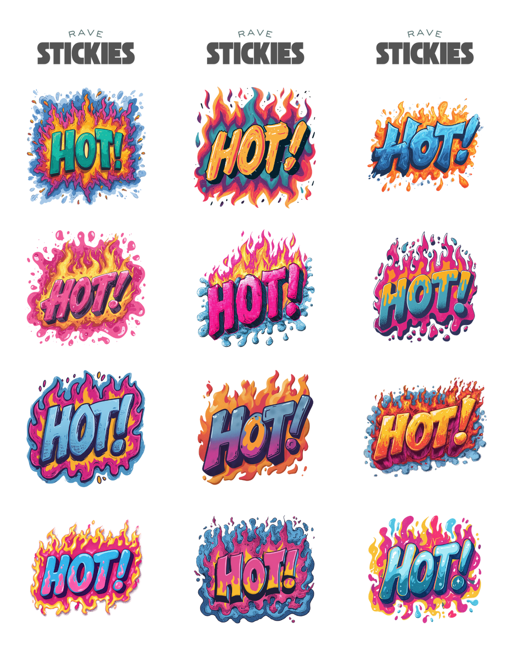 HOT! Rave Stickers (24 Pack)
