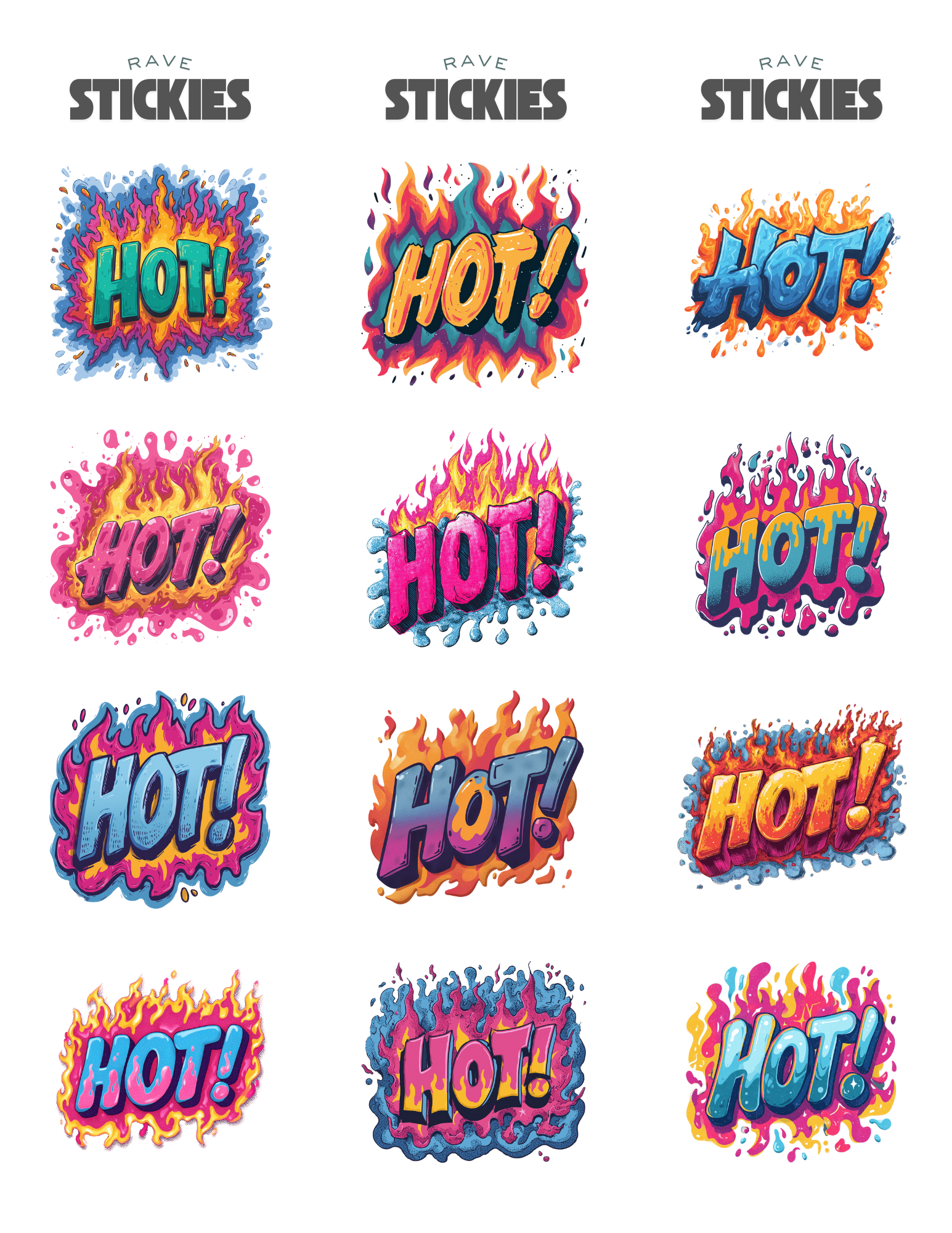 HOT! Rave Stickers (24 Pack)