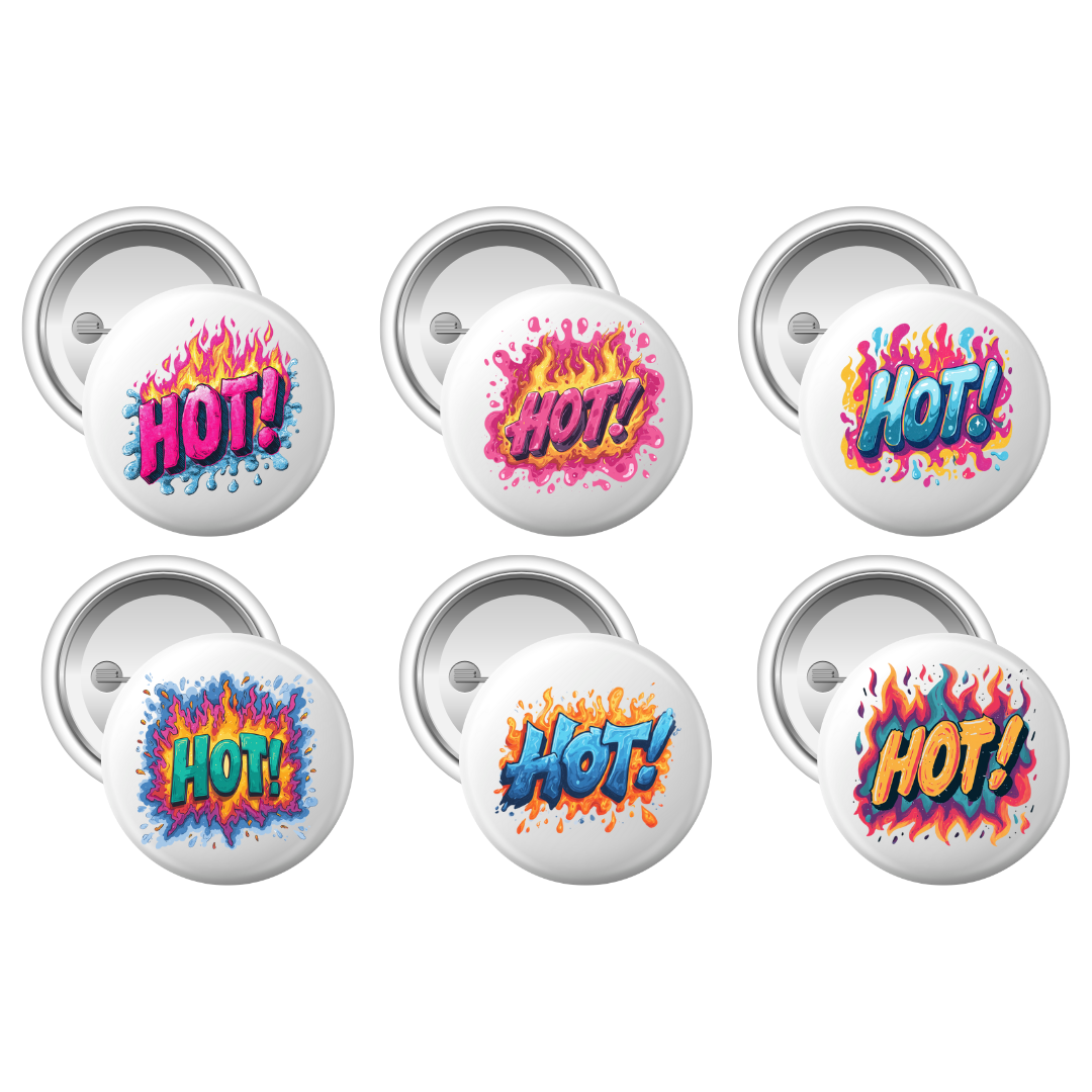 Hot! Rave Button Pins (6 pack)