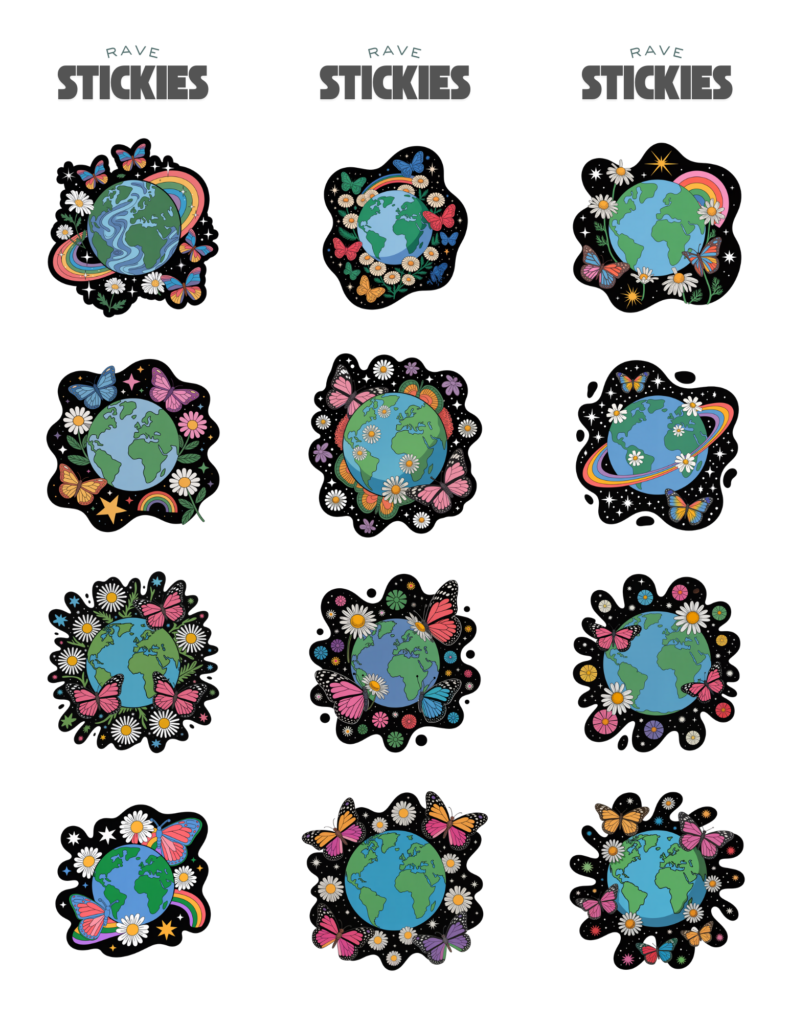 Cosmic Bloom Rave Stickers (24 Pack)