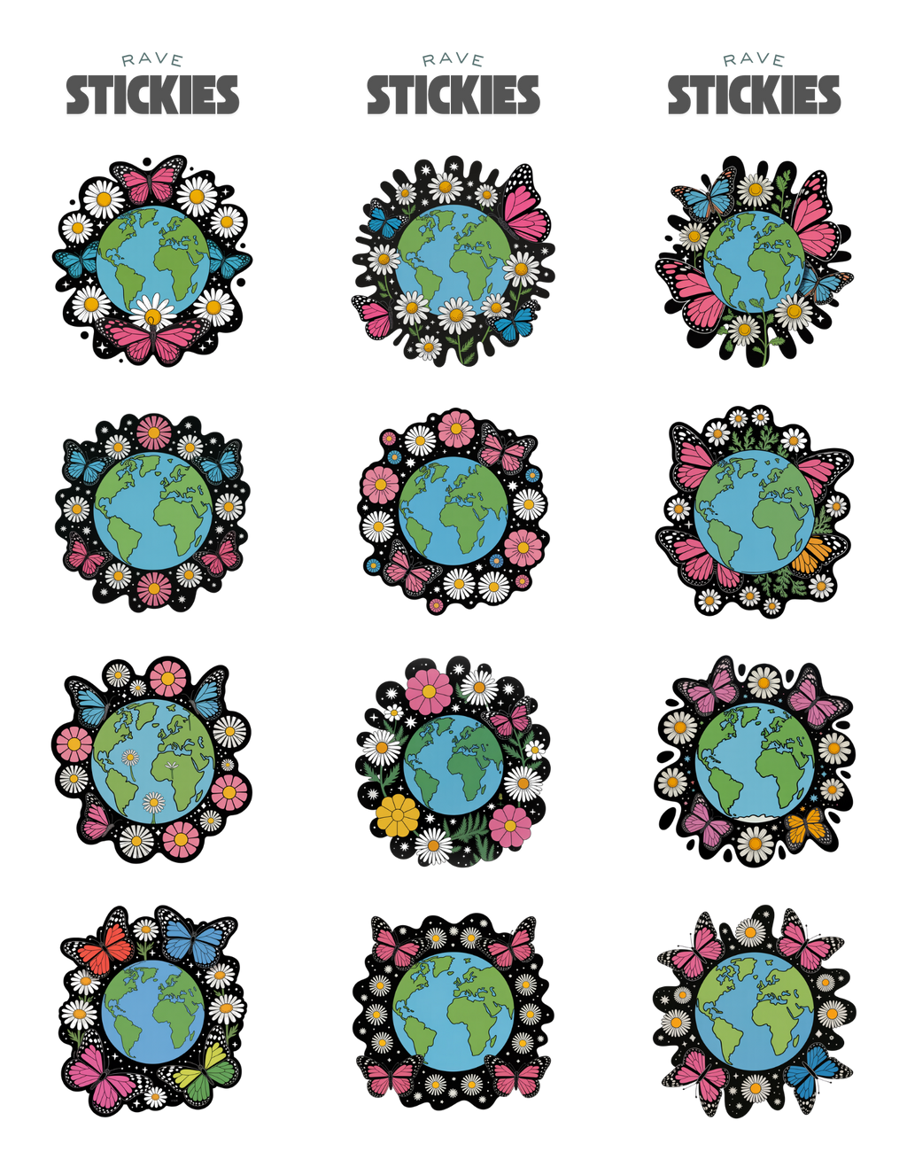 Cosmic Bloom Rave Stickers (24 Pack)