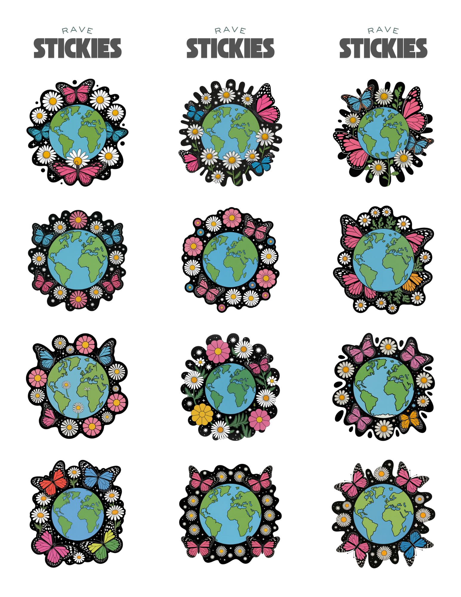 Cosmic Bloom Rave Stickers (24 Pack)
