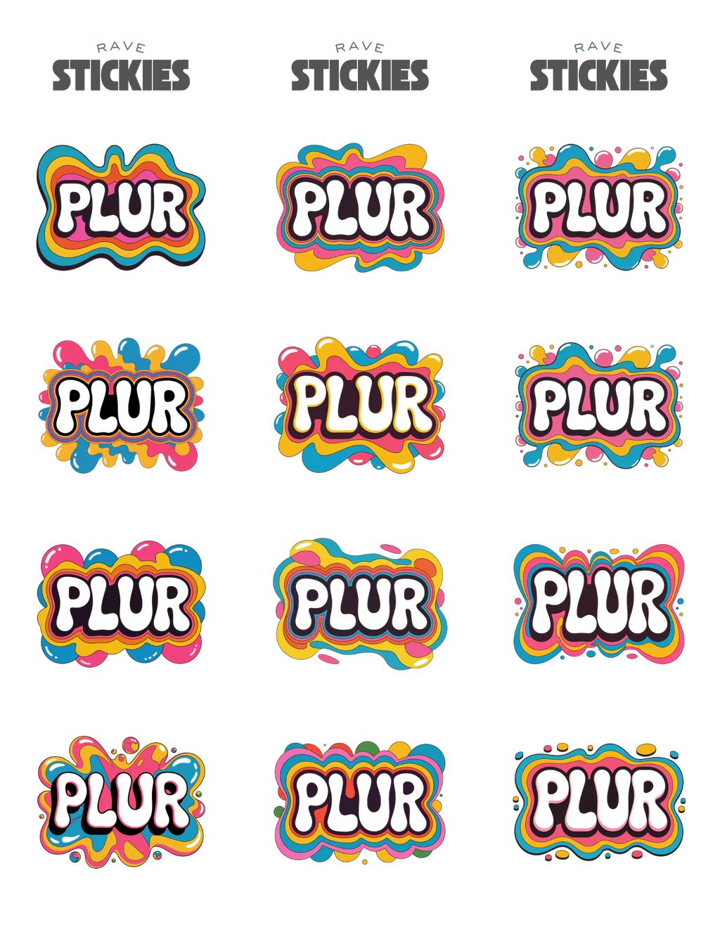 Plur Rave Stickers (24 Pack)
