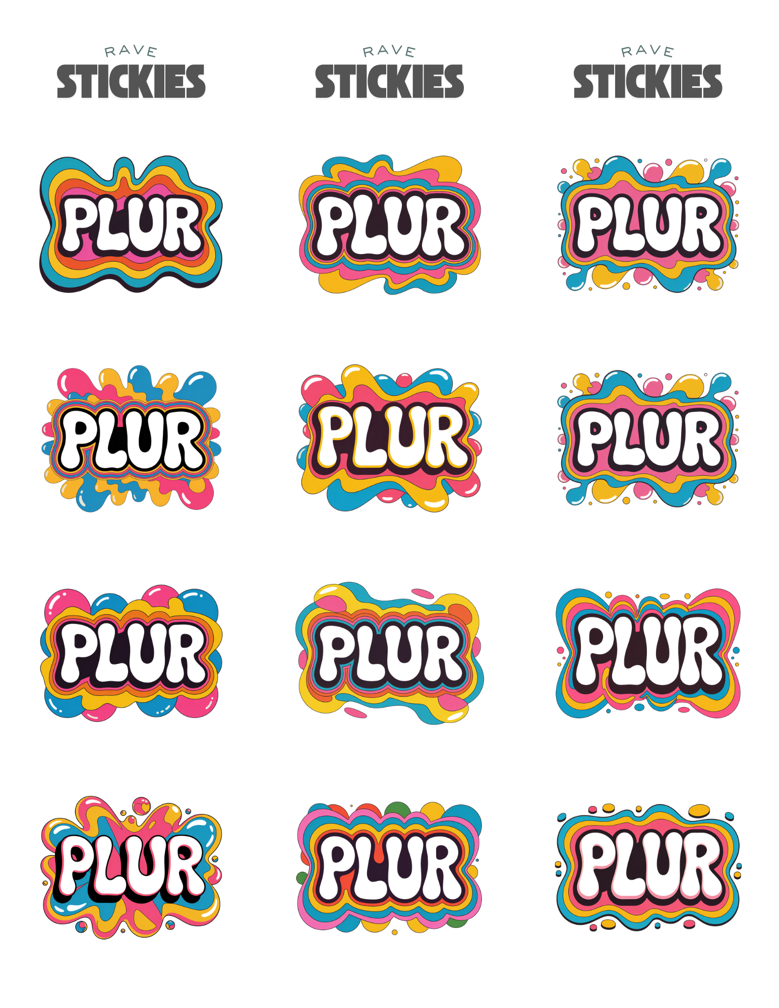 Plur Rave Stickers (24 Pack)
