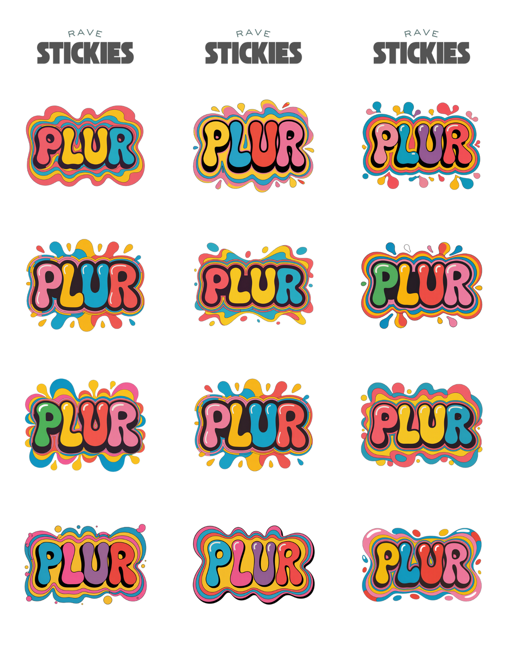 Plur Rave Stickers (24 Pack)