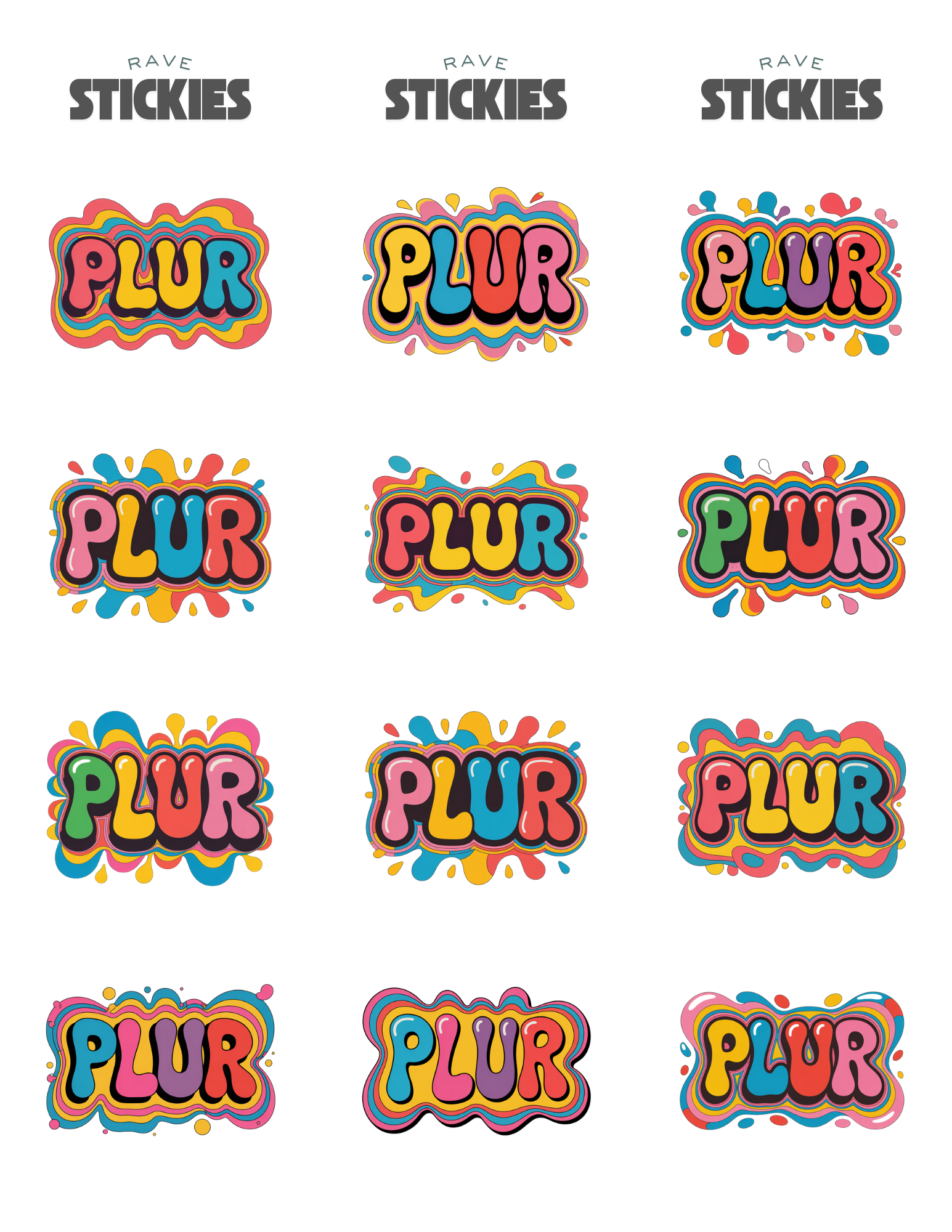Plur Rave Stickers (24 Pack)