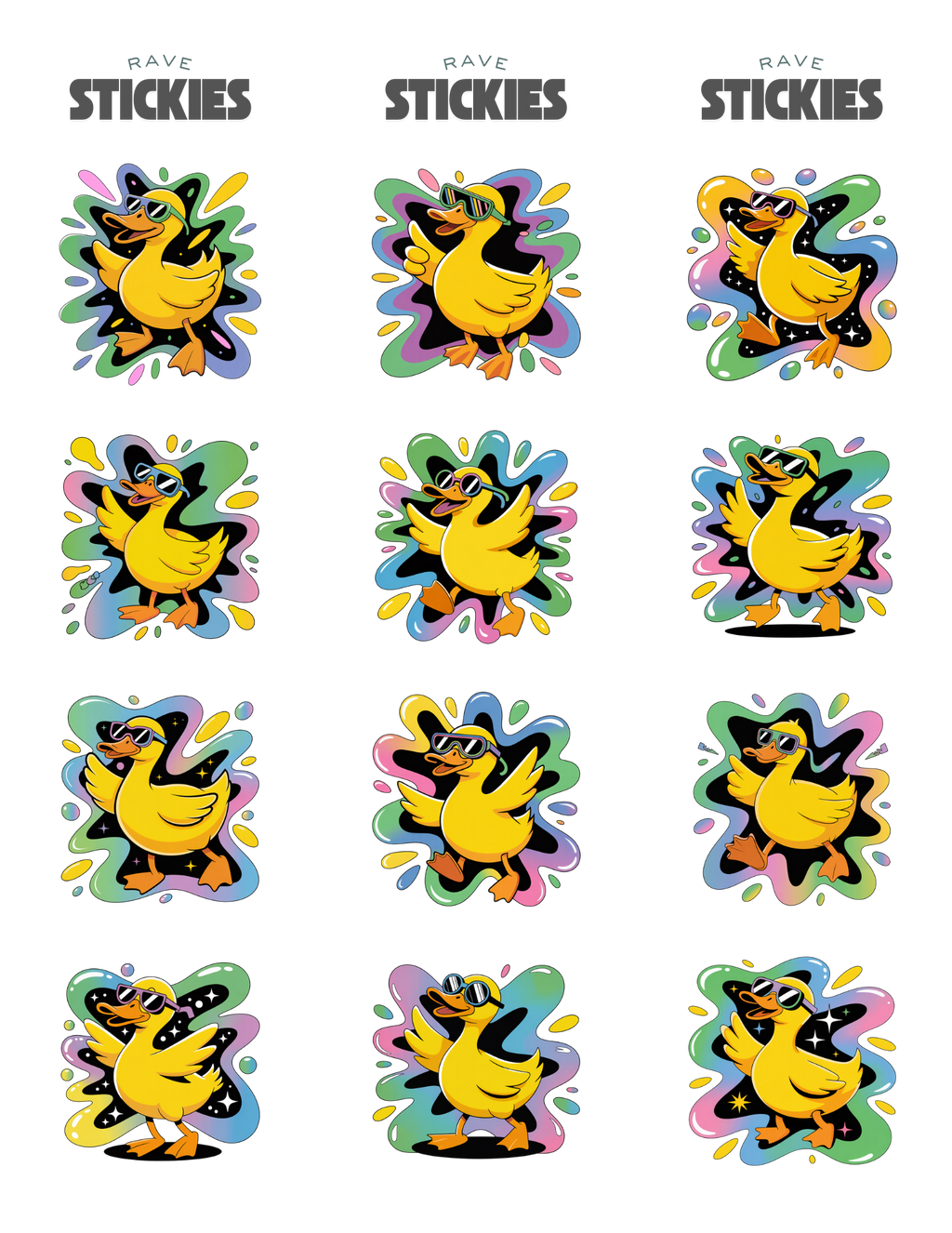 Raving Duck Rave Stickers (24 Pack)