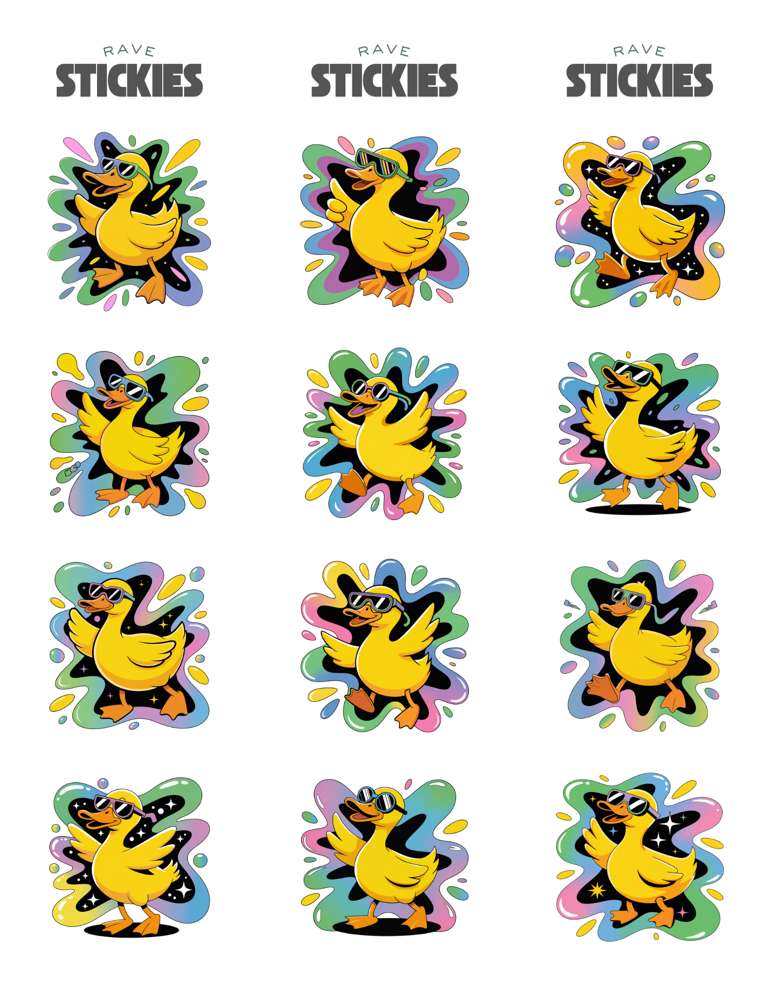 Raving Duck Rave Stickers (24 Pack)