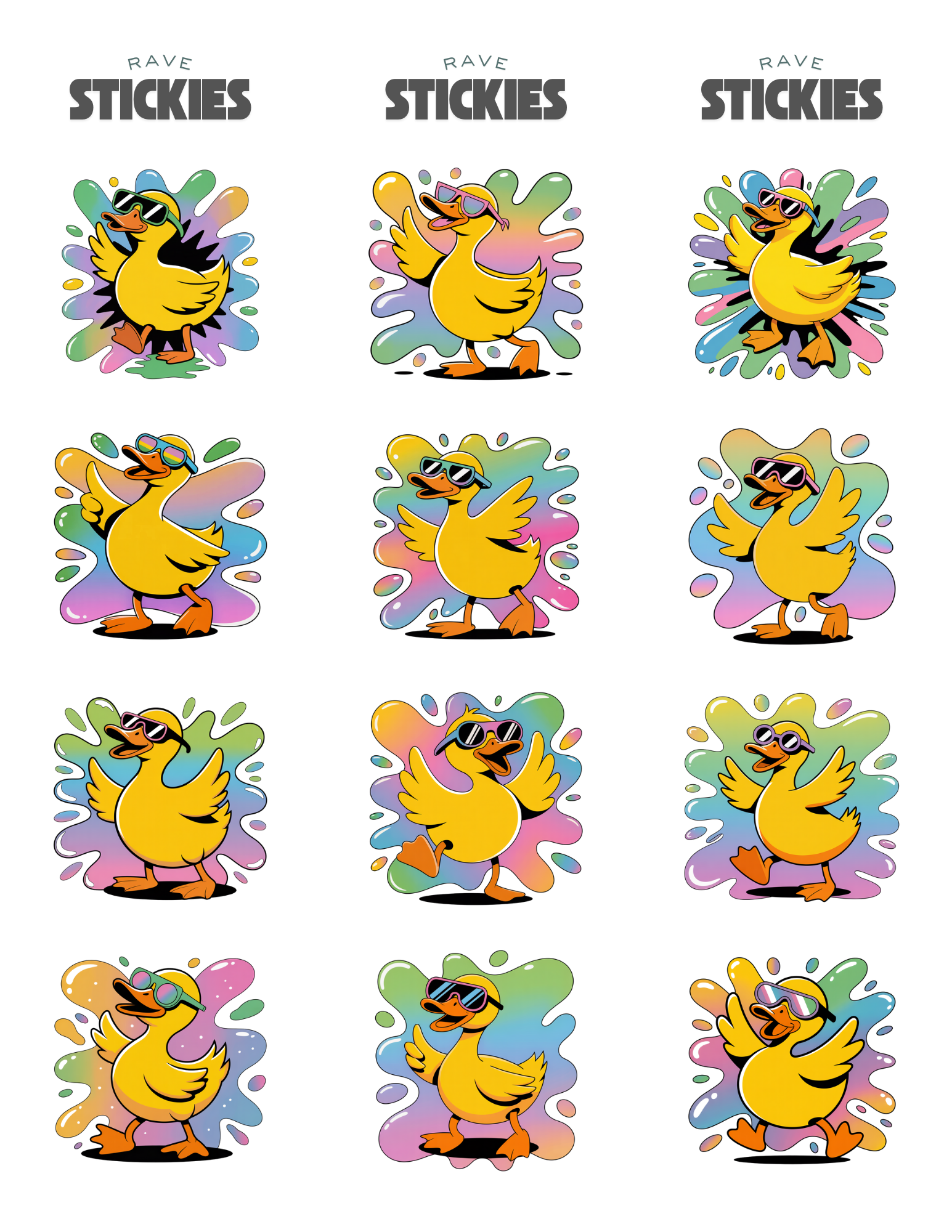 Raving Duck Rave Stickers (24 Pack)